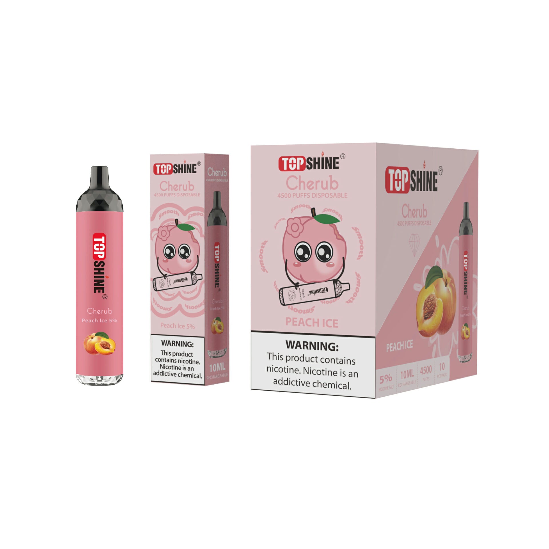 Topshine Disposable | 4500 Puffs | 10mL | peach ice with packaging