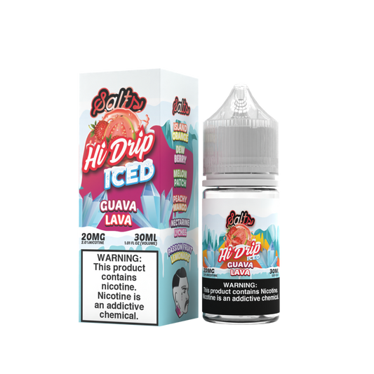 Hi-Drip Salt Series E-Liquid | 30mL | 20mg | (Salt Nic) | Guava Lava Iced with packaging
