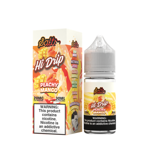 Hi-Drip Salt Series E-Liquid | 30mL | 20mg | (Salt Nic) | Peachy Mango with packaging