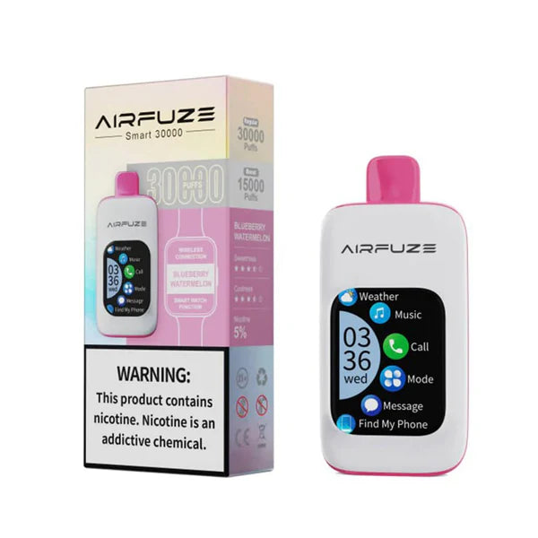 AIRFUZE Smart-Phone Disposable | 30000 Puffs | 20mL | 50mg | Blueberry Watermelon with packaging