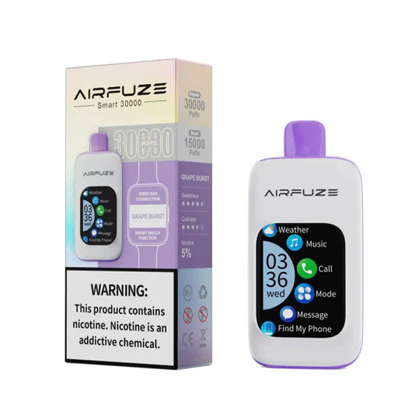 AIRFUZE Smart-Phone Disposable | 30000 Puffs | 20mL | 50mg | Grape Burst with packaging