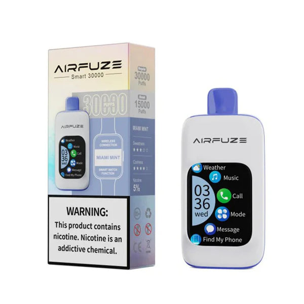 AIRFUZE Smart-Phone Disposable | 30000 Puffs | 20mL | 50mg | Miami Mint with packaging