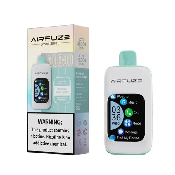 AIRFUZE Smart-Phone Disposable | 30000 Puffs | 20mL | 50mg | Rainbow Fruit Burst with packaging