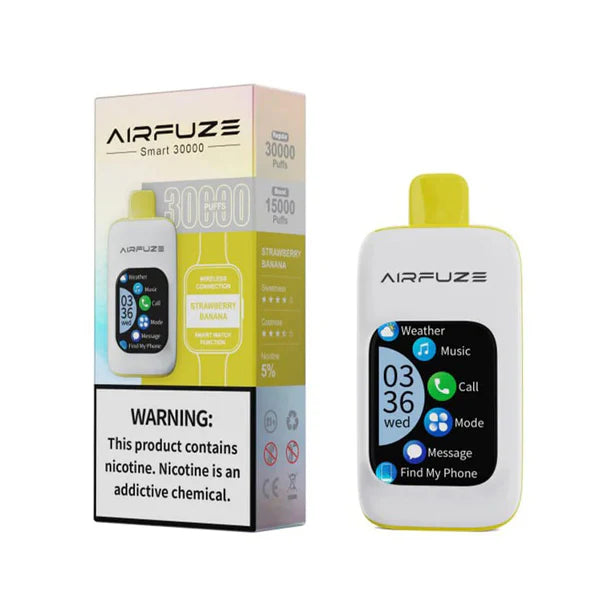 AIRFUZE Smart-Phone Disposable | 30000 Puffs | 20mL | 50mg | Strawberry Banana with packaging