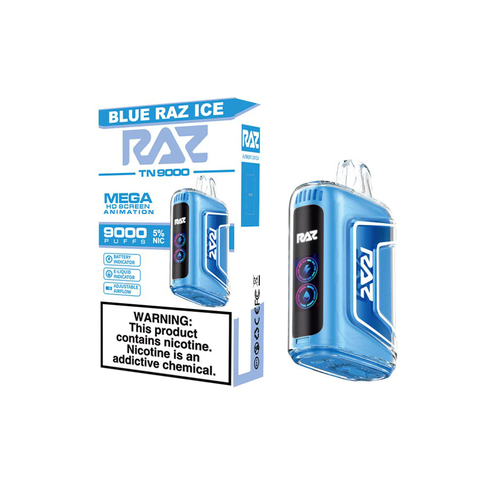 RAZ TN9000 Disposable | 9000 Puffs | 12mL | 50mg | Blue Razz Ice with Packaging