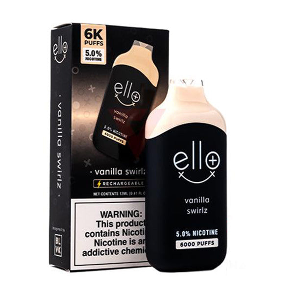 BLVK Disposable - Ello Plus | 6000 Puffs | (12mL) | 50mg | Vanilla Swirlz with packaging