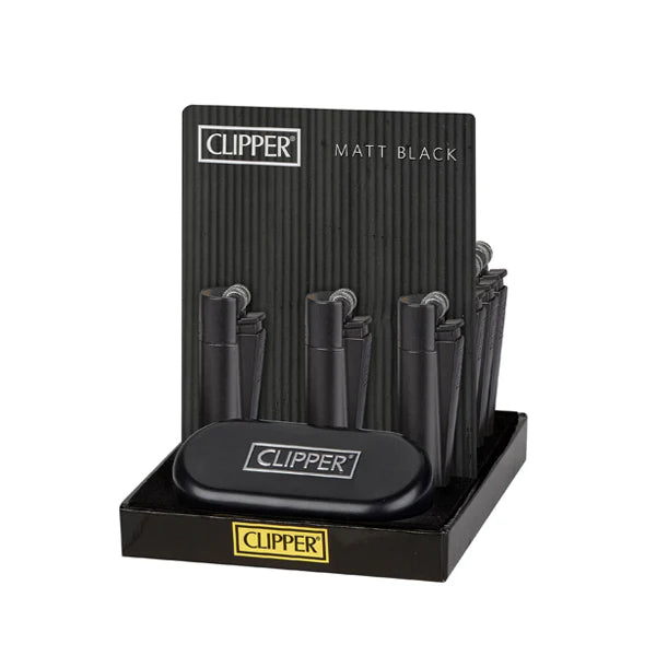 Clipper (DSPLY 12pc)(Lighter) CMP11 Metal Flint | Matte Black