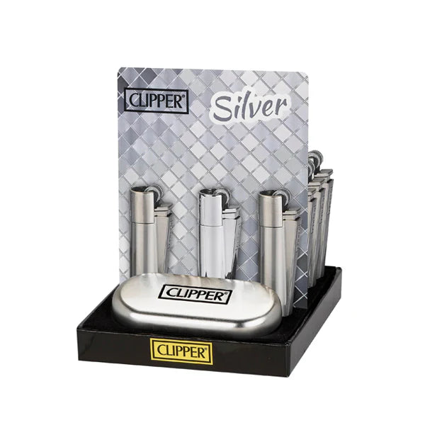 Clipper (DSPLY 12pc)(Lighter) CMP11 Metal Flint | Silver