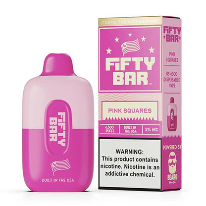 Fifty Bar Disposable | 6500 Puffs | 16mL | pink squares with packaging