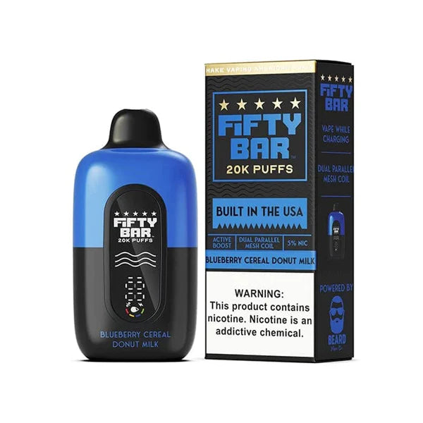 Fifty Bar V2 20K Disposable 20000 Puffs 16mL 50mg - Blueberry Cereal Donut Milk with Packaging