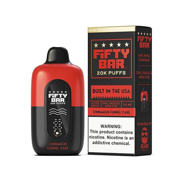 Fifty Bar V2 20K Disposable 20000 Puffs 16mL 50mg - Cinnamon Funnel Cake with Packaging