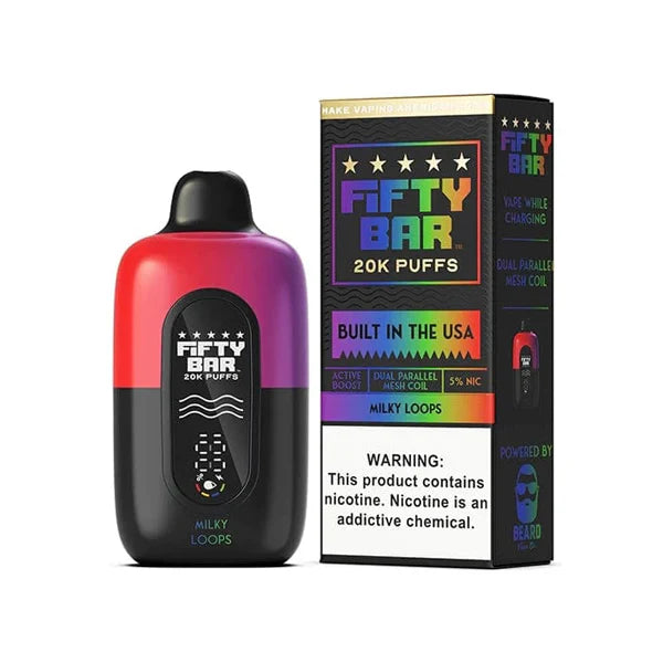 Fifty Bar V2 20K Disposable 20000 Puffs 16mL 50mg - Milky Loops with Packaging
