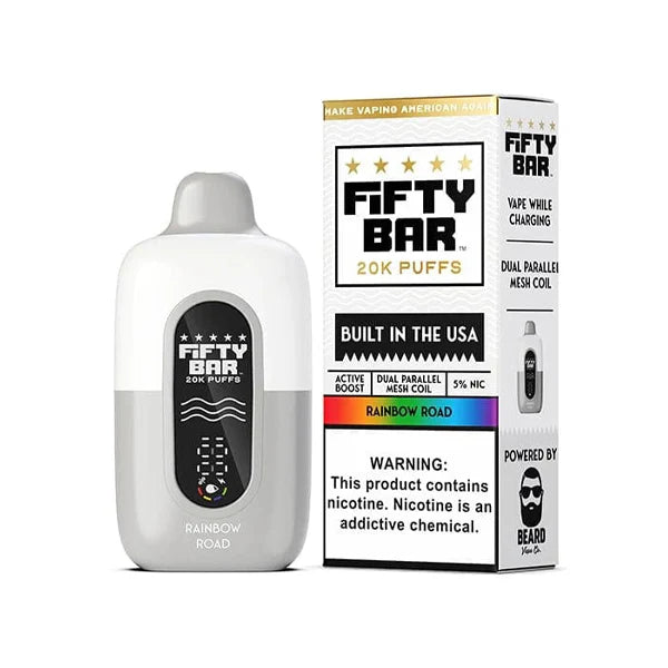Fifty Bar V2 20K Disposable 20000 Puffs 16mL 50mg - Rainbow Road with Packaging