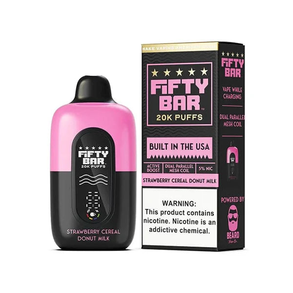 Fifty Bar V2 20K Disposable 20000 Puffs 16mL 50mg - Strawberry Cereal Donut Milk with Packaging