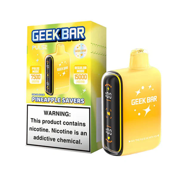 Geek Bar Pulse Disposable | 15000 Puffs | 16mL | 50mg | Pineapple Savers with packaging