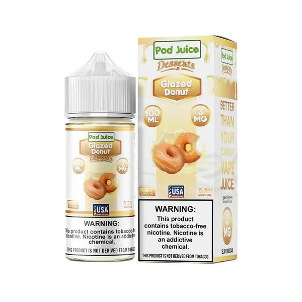 Pod Juice Series E-Liquid | 100mL | 3mg | (Freebase) | Glazed Donut with Packaging