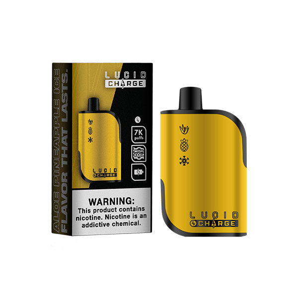 Lucid Charge Disposable | 7000 Puffs | 14mL | 50mg | Aloe Pineapple Ice with packaging