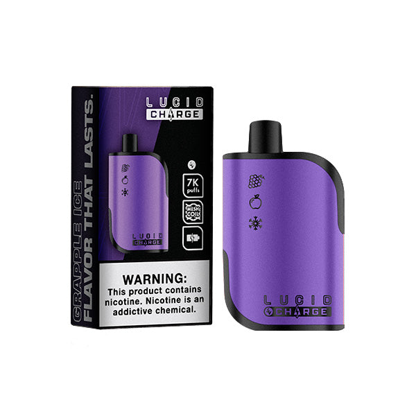 Lucid Charge Disposable | 7000 Puffs | 14mL | 50mg | Grapple Ice with packaging