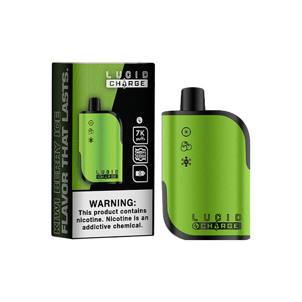 Lucid Charge Disposable | 7000 Puffs | 14mL | 50mg | Kiwi Berry Ice with packaging
