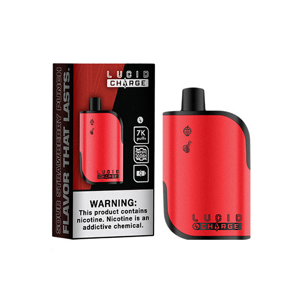Lucid Charge Disposable | 7000 Puffs | 14mL | 50mg | Sour Strawberry Punch with packaging