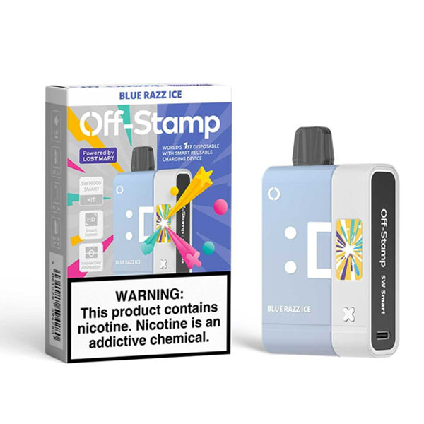 Off Stamp SW16000 Disposable | 16000 Puffs | 17mL | 50mg | (Disposable + Power Dock) | Blue Razz Ice with packaging