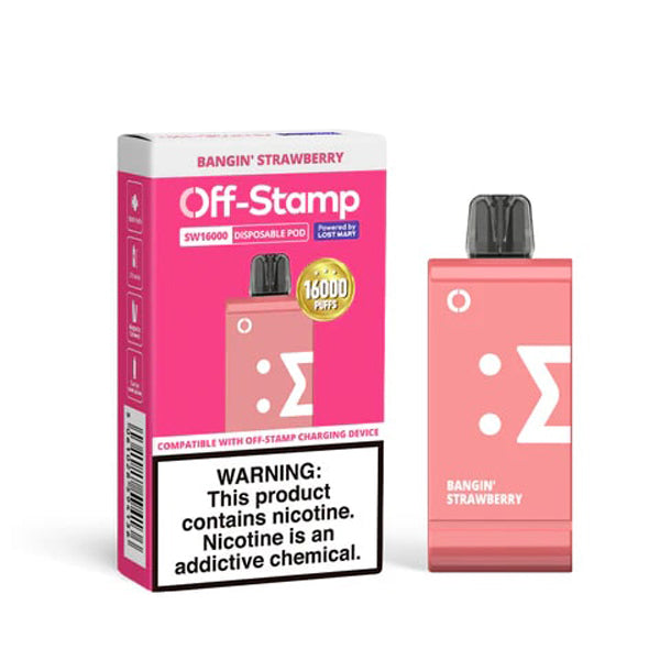 Off Stamp SW16000 Disposable | 16000 Puffs | 17mL | 50mg | (Pod Disposable Only) | Bangin Strawberry with Packaging
