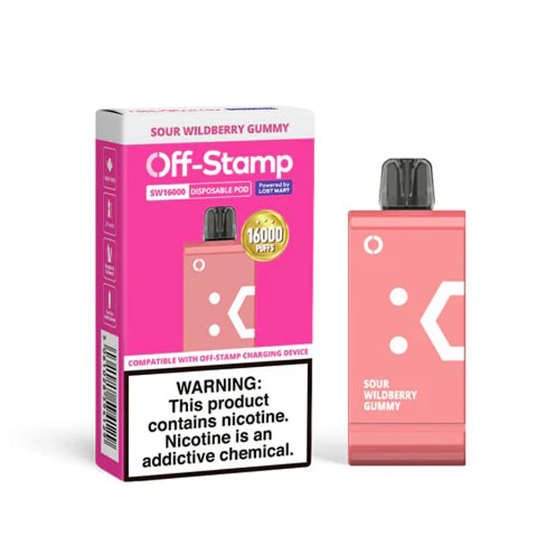 Off Stamp SW16000 Disposable | 16000 Puffs | 17mL | 50mg | (Pod Disposable Only) | Sour Wildberry Gummy with Packaging