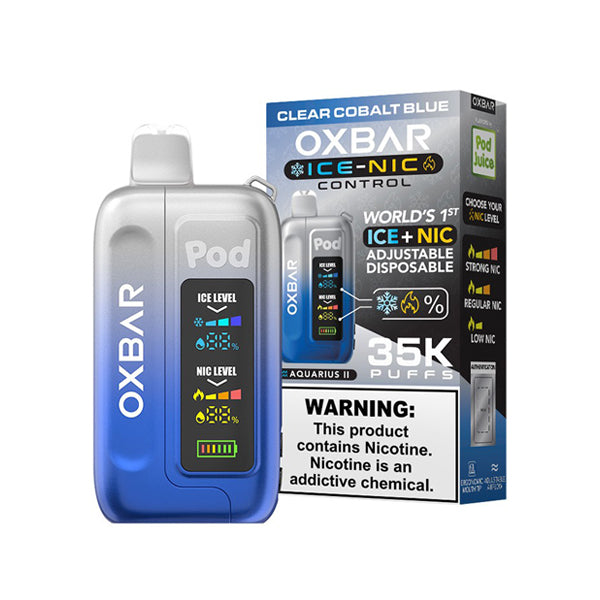 Oxbar Ice-Nic Control Pod Juice Edition Disposable | 35000 Puffs | 14mL | 50mg | Cobalt Blue with packaging