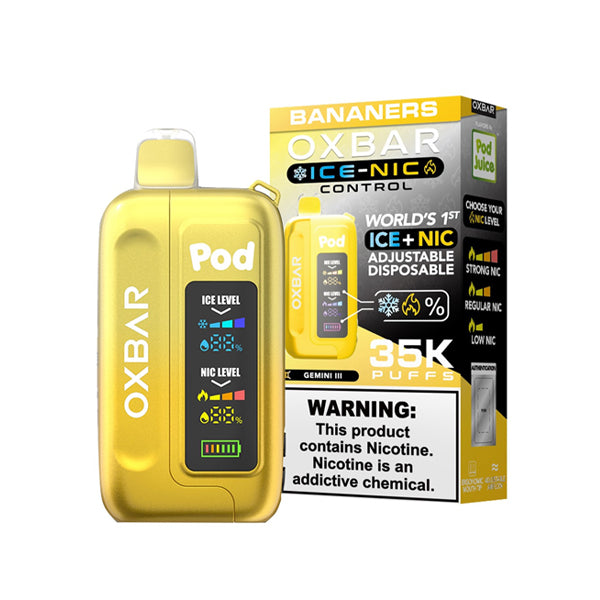 Oxbar Ice-Nic Control Pod Juice Edition Disposable | 35000 Puffs | 14mL | 50mg | Bannaners with Packaging