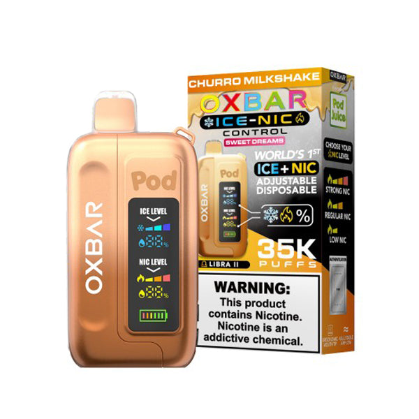 Oxbar Ice-Nic Control Pod Juice Edition Disposable | 35000 Puffs | 14mL | 50mg | Churro Milkshake with Packaging