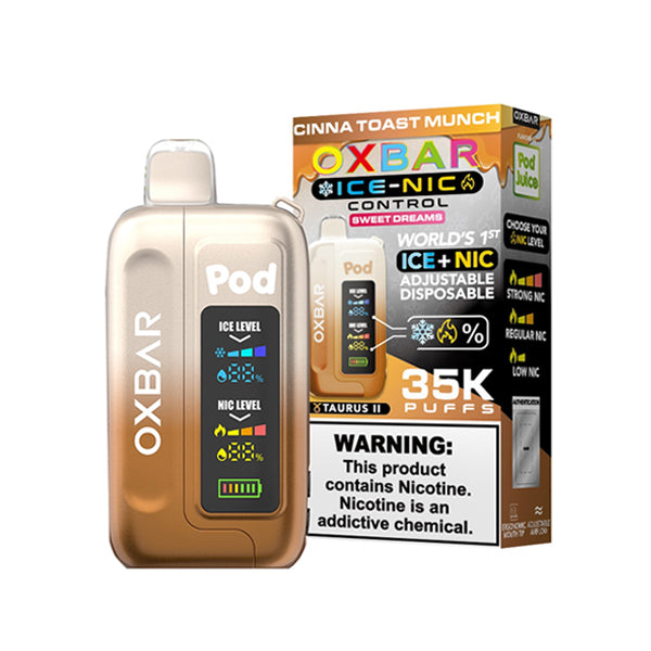 Oxbar Ice-Nic Control Pod Juice Edition Disposable | 35000 Puffs | 14mL | 50mg | Cinna Toast Munch with Packaging