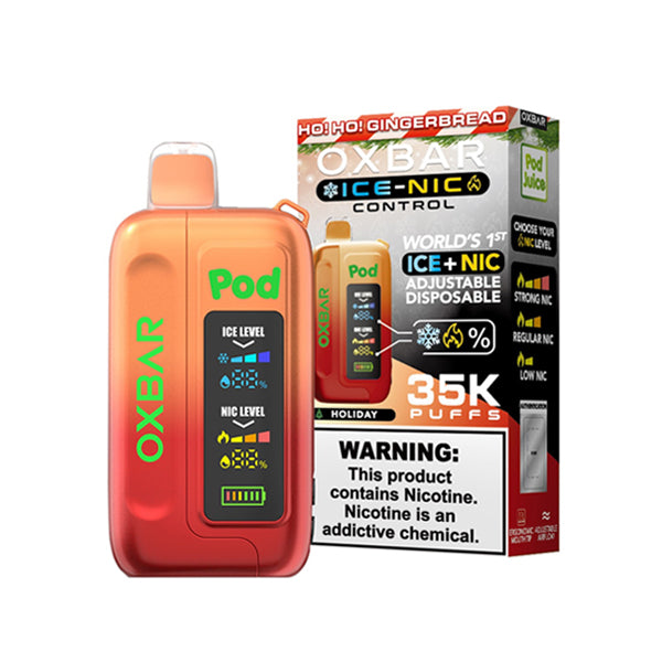 Oxbar Ice-Nic Control Pod Juice Edition Disposable | 35000 Puffs | 14mL | 50mg | Ho Ho Gingerbread with Packaging