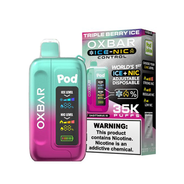 Oxbar Ice-Nic Control Pod Juice Edition Disposable | 35000 Puffs | 14mL | 50mg | Triple Berry Ice with Packaging