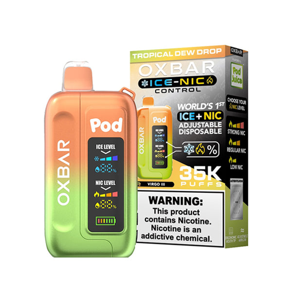 Oxbar Ice-Nic Control Pod Juice Edition Disposable | 35000 Puffs | 14mL | 50mg | Tropical Dew Drop with Packaging
