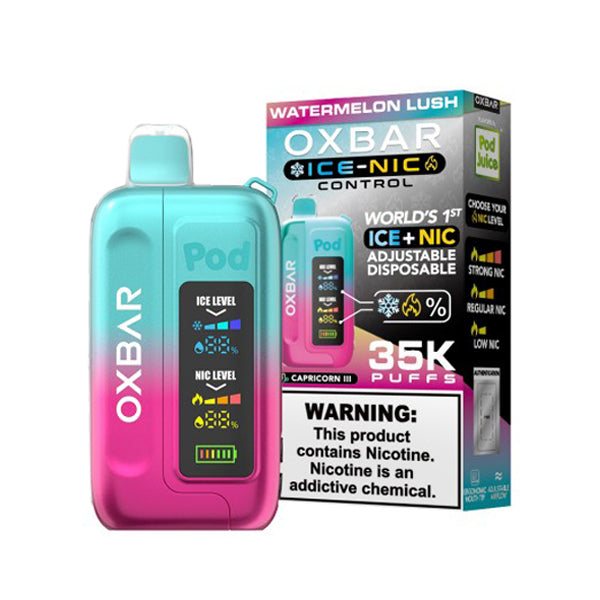 Oxbar Ice-Nic Control Pod Juice Edition Disposable | 35000 Puffs | 14mL | 50mg | Watermelon Lush with Packaging