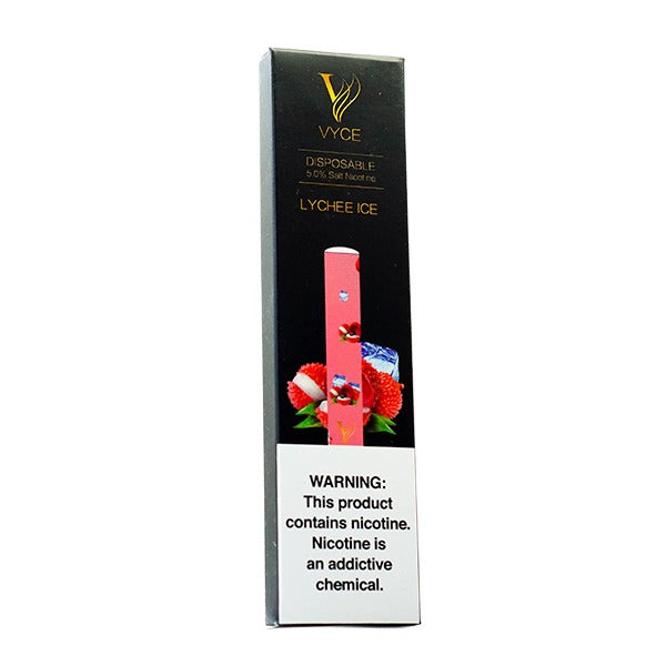 Vyce Disposable E-Cigs Lychee Ice with Packaging