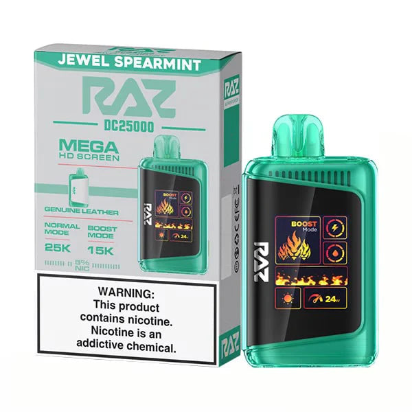 RAZ DC25000 Disposable | 25000 Puffs | 16mL | 50mg | Jewel Spearmint with packaging
