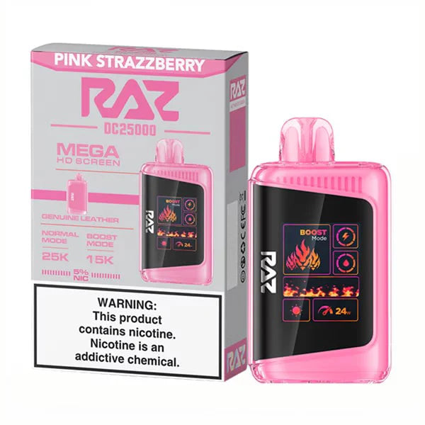 RAZ DC25000 Disposable 25000 Puffs 16mL 50mg | Pink Strazzberry with packaging
