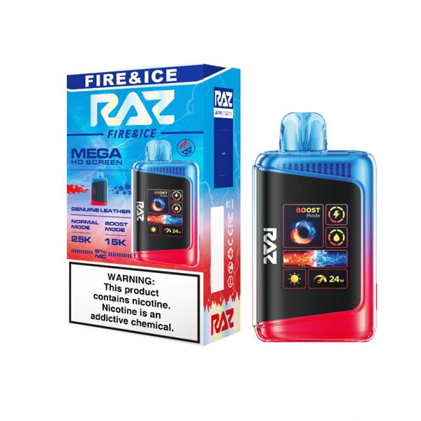 RAZ DC25000 Disposable | 25000 Puffs | 16mL | 50mg | Fire Ice with packaging