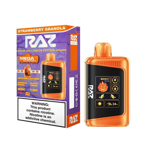 RAZ DC25000 Disposable | 25000 Puffs | 16mL | 50mg | Strawberry Granola with packaging