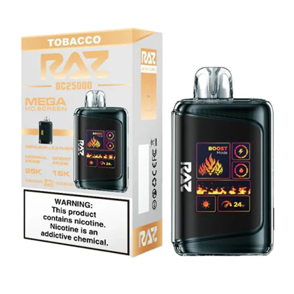 RAZ DC25000 Disposable 25000 Puffs 16mL 50mg | Clear Tobacco with packaging