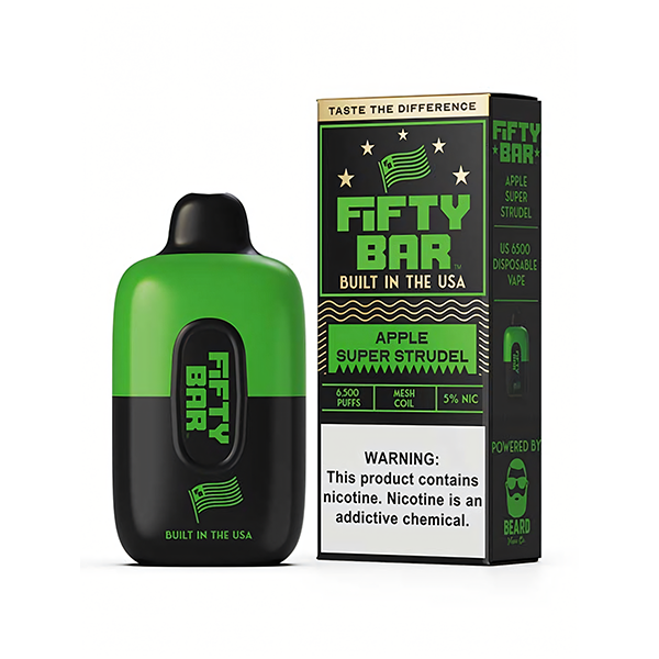 Fifty Bar Disposable | 6500 Puffs | 16mL | apple super strudel with packaging