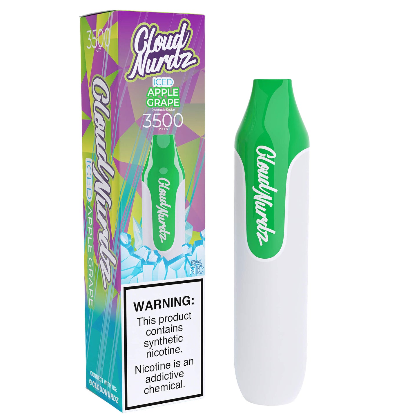 Cloud Nurdz Disposable Series | 3500 Puffs | 10mL apple grape with packaging