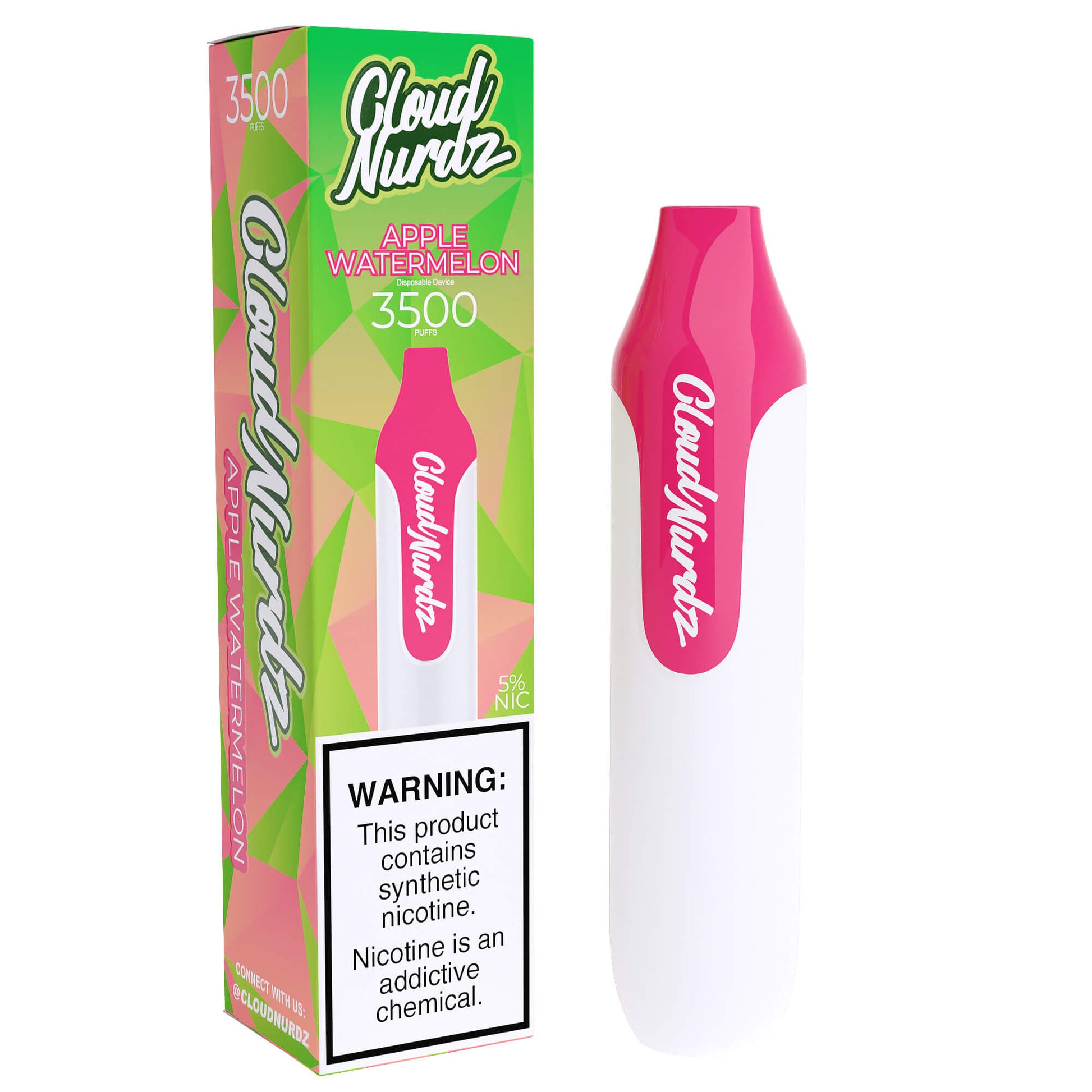 Cloud Nurdz Disposable Series | 3500 Puffs | 10mL apple watermelon with packaging