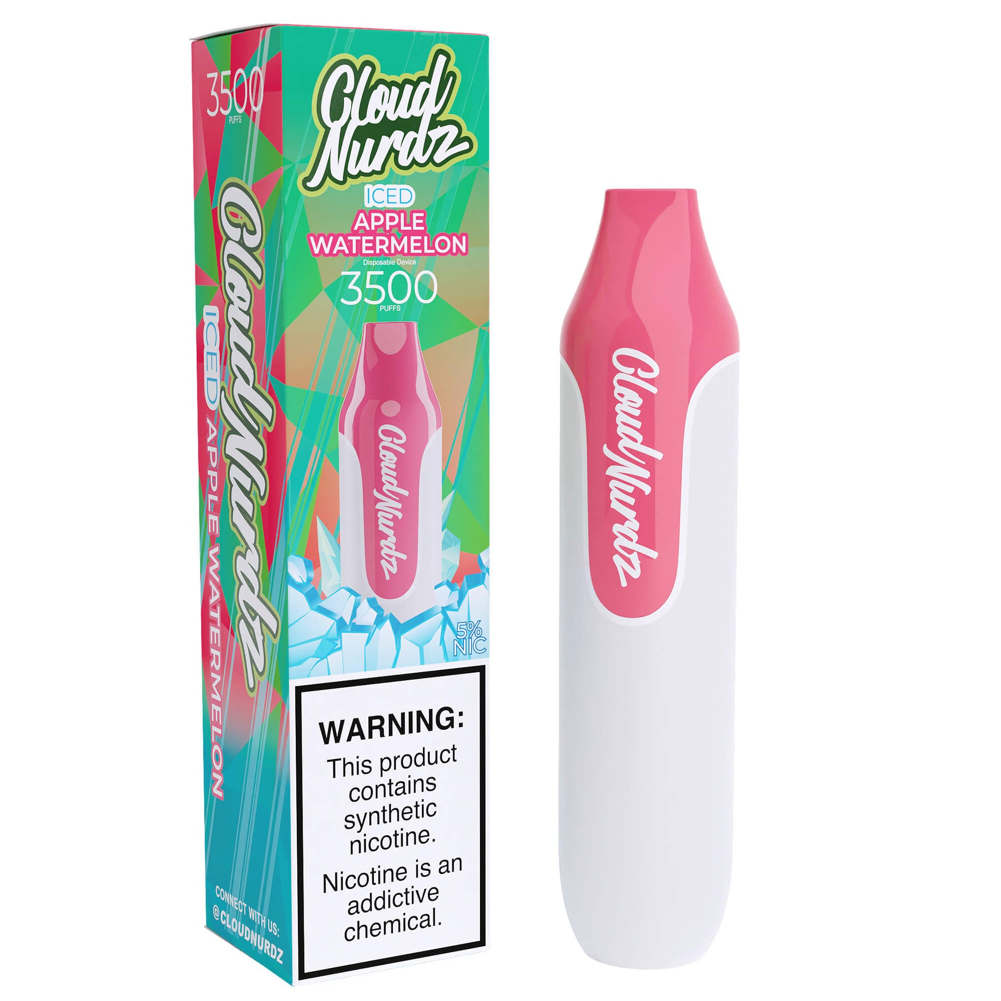 Cloud Nurdz Disposable Series | 3500 Puffs | 10mL apple watermelon iced with packaging