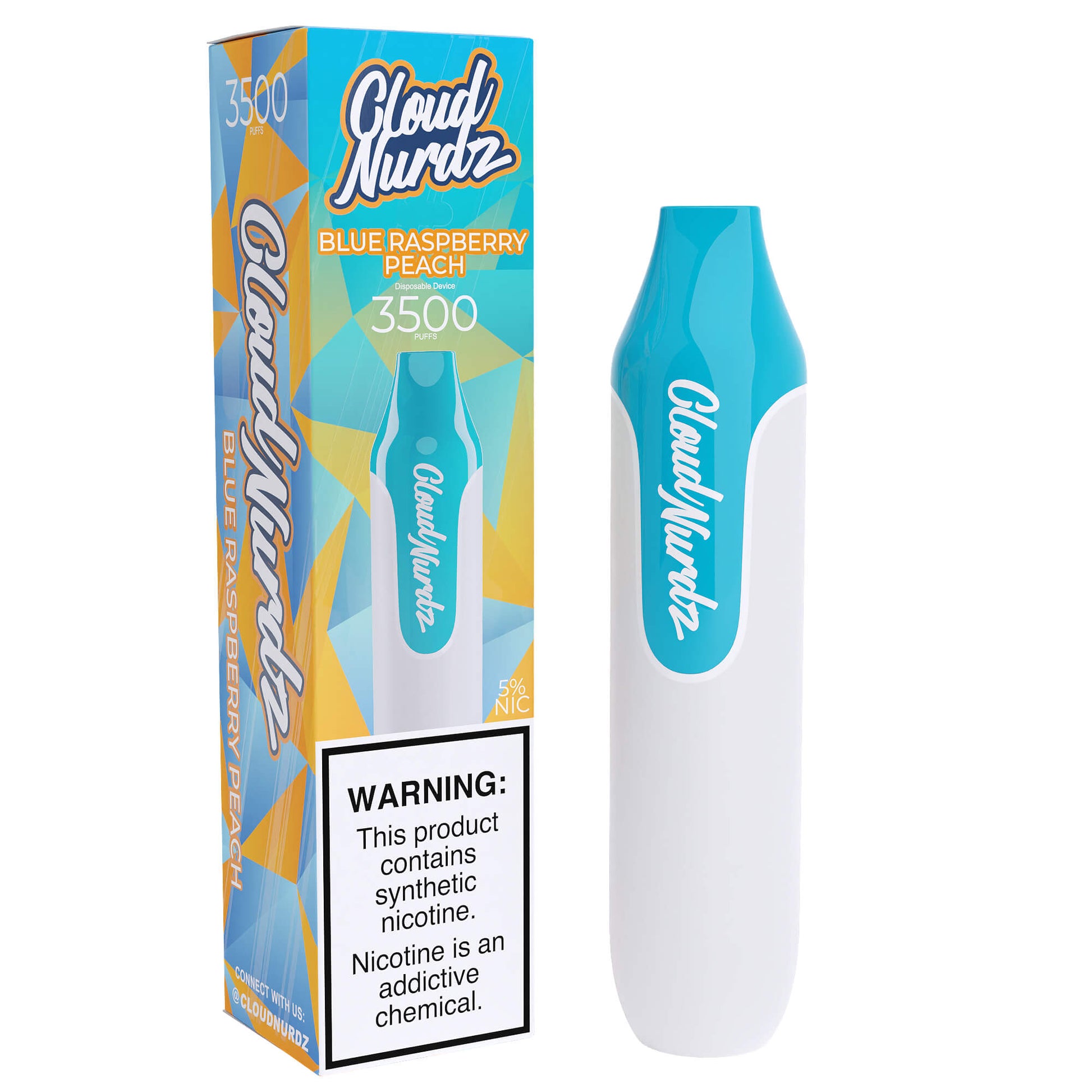 Cloud Nurdz Disposable Series | 3500 Puffs | 10mL blue raspberry peach with packaging