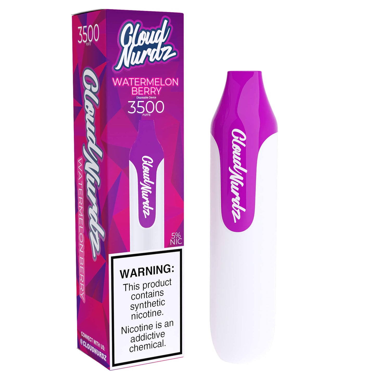 Cloud Nurdz Disposable Series | 3500 Puffs | 10mL watermelon berry with packaging