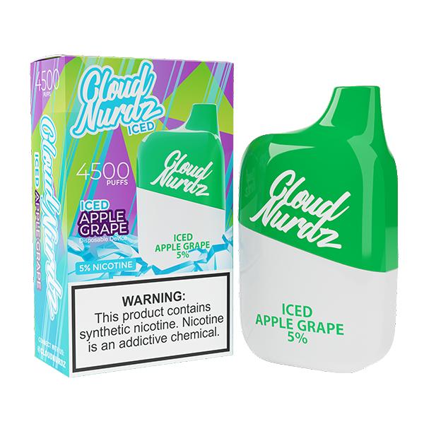 Cloud Nurdz Disposable | 4500 Puffs | 12ml iced apple grape with packaging