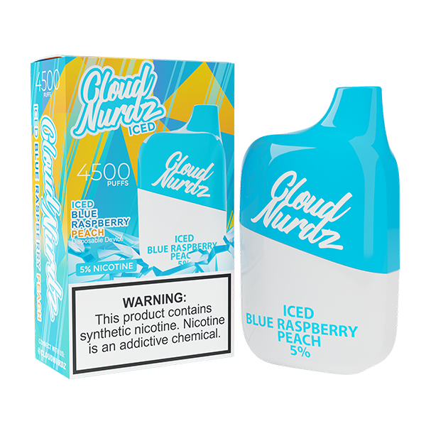 Cloud Nurdz Disposable | 4500 Puffs | 12ml iced blue raspberry peach with packaging