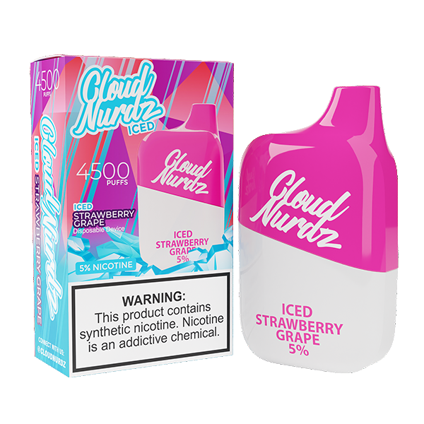 Cloud Nurdz Disposable | 4500 Puffs | 12ml iced strawberry grape with packaging